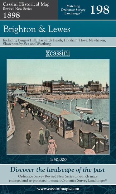 Brighton & Lewes (1898) Revised New Colour Edition Folded Sheet Map