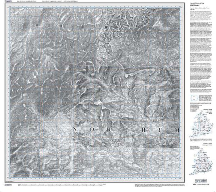 Cheviot Hills & Kielder Water (1868) Old Series Sheet Map