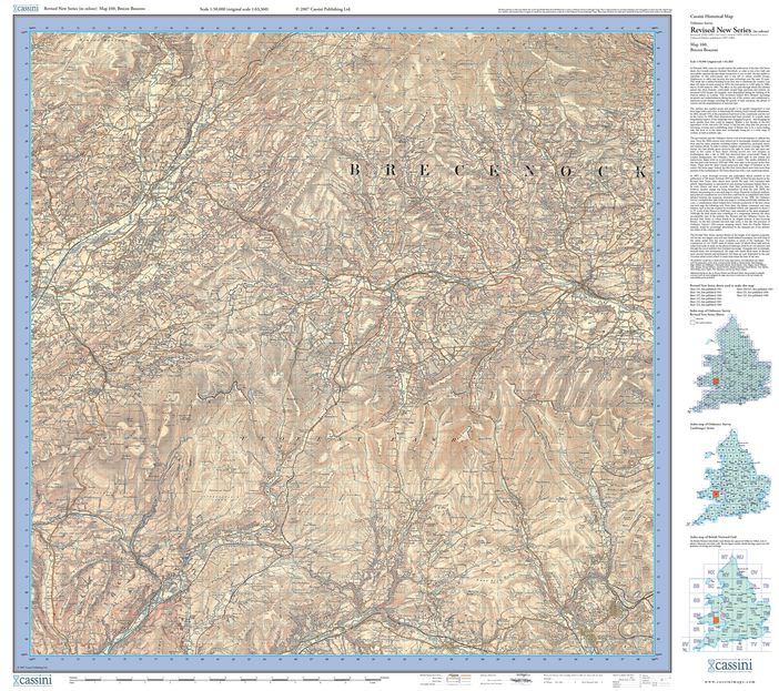Brecon Beacons (1900) Revised New Colour Series Sheet Map