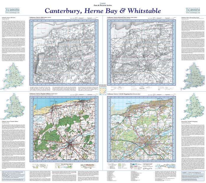 Canterbury, Herne Bay & Whitstable (1819) Past and Present Sheet Map