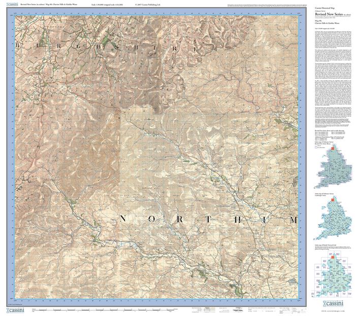 Cheviot Hills & Kielder Water (1901) Revised New Colour Series Sheet Map