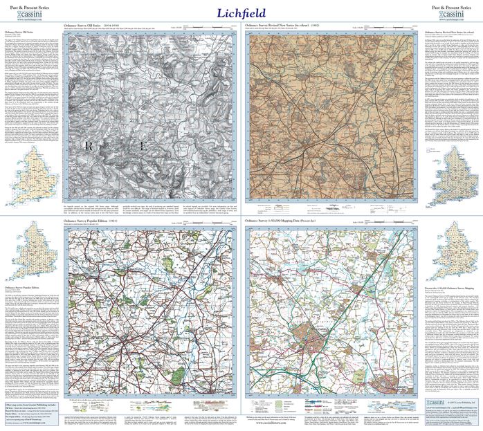 Lichfield (1834) Past and Present Sheet Map