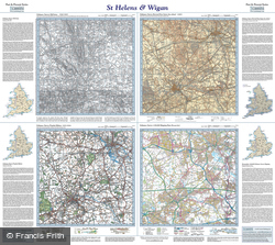 St Helens & Wigan (1842) Past & Present Folded Sheet Map