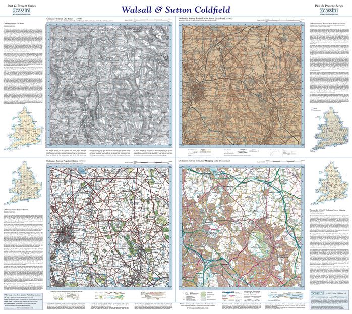 Walsall & Sutton Coldfield (1834) Past and Present Sheet Map